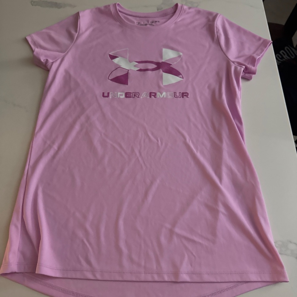 Under Armour Girls Light Pink Short Sleeve Logo Tee